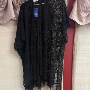 Chic Black Lace Kimono Cardigan